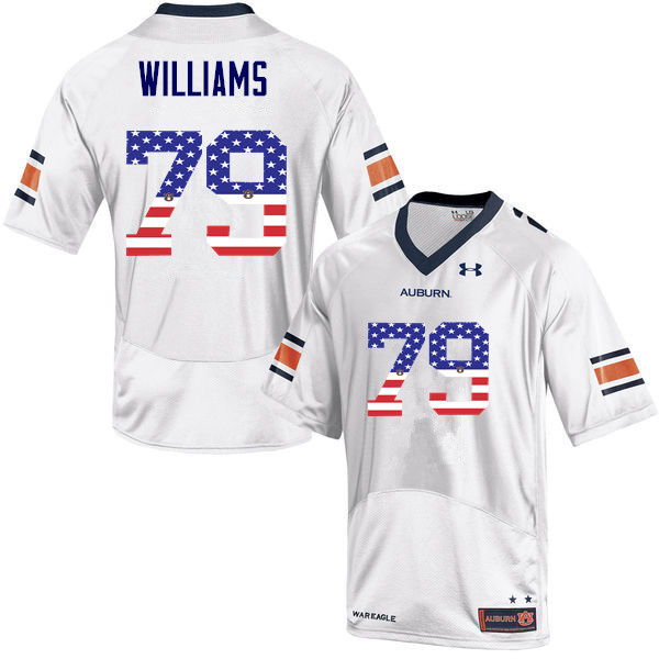 Men #79 Andrew Williams Auburn Tigers USA Flag Fashion College Football Jerseys-White - Click Image to Close